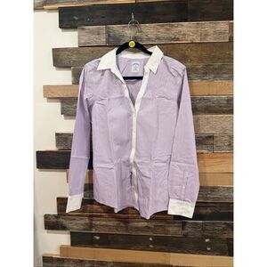 Brooks Brothers 346 NWT Wisteria Purple Stripe Tailored Button Up Shirt 14